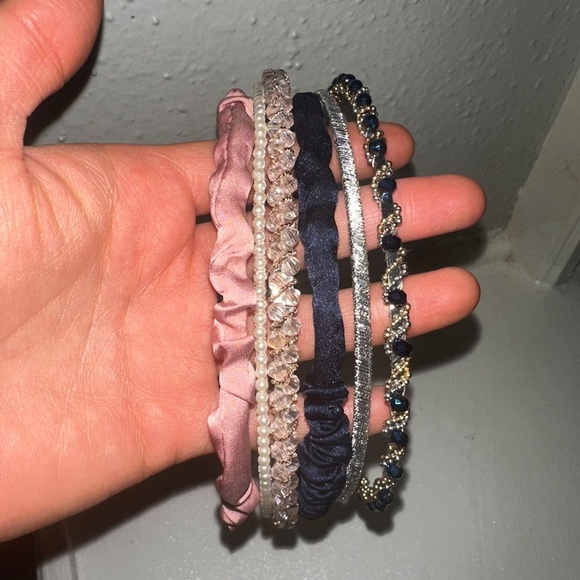 6pcs Embellished Pink and Black Women’s Headband Set - Picture 2 of 2